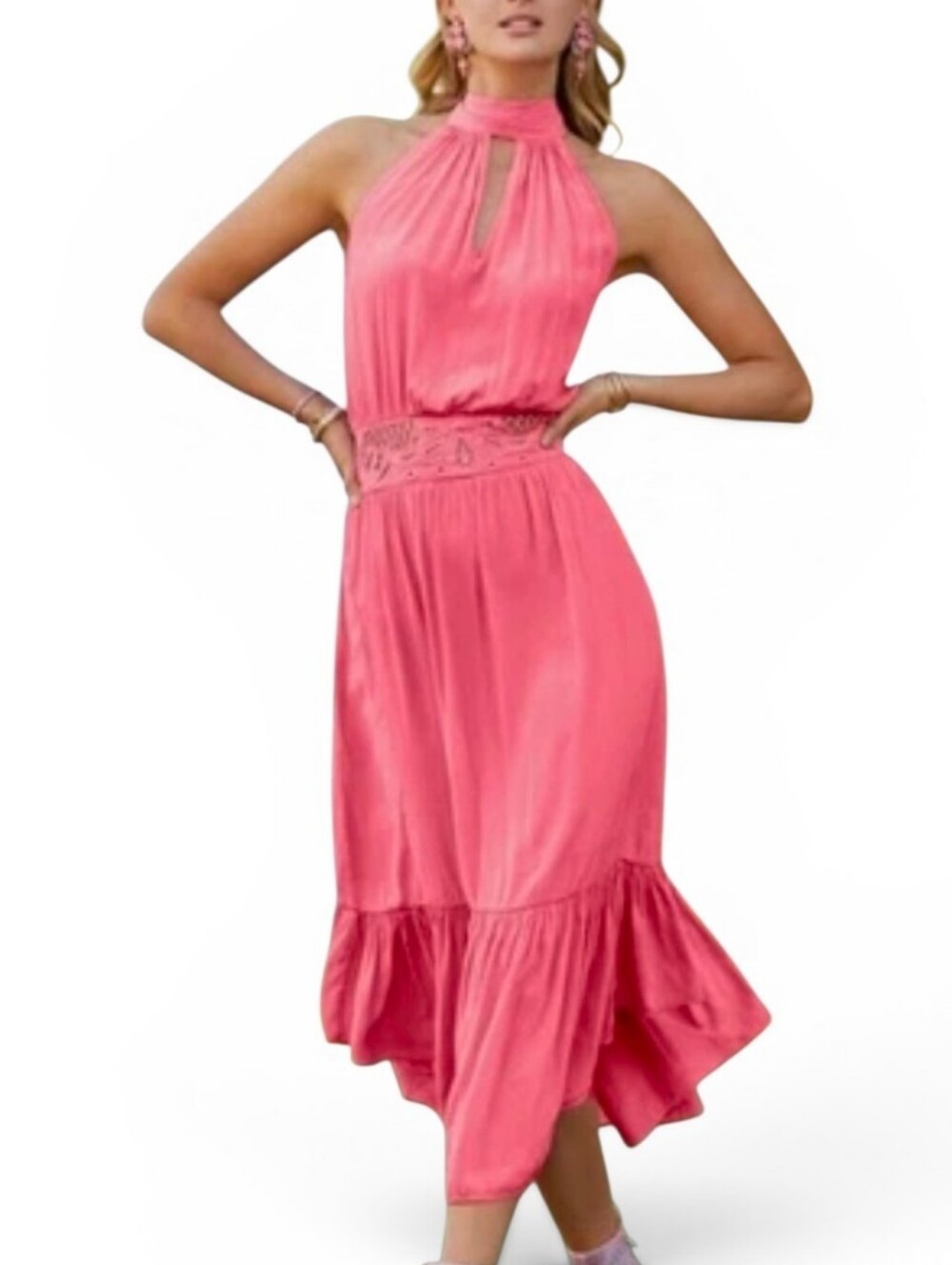 RAMY BROOK Annette Halter Midi Dress in Punch - Small
